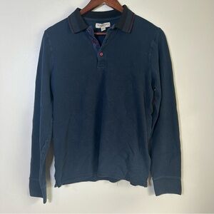 Burberry London Long Sleeve Polo Shirt Navy Blue Size Medium